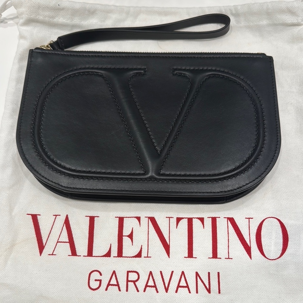 Valentino Garavani Black Crescent Clutch